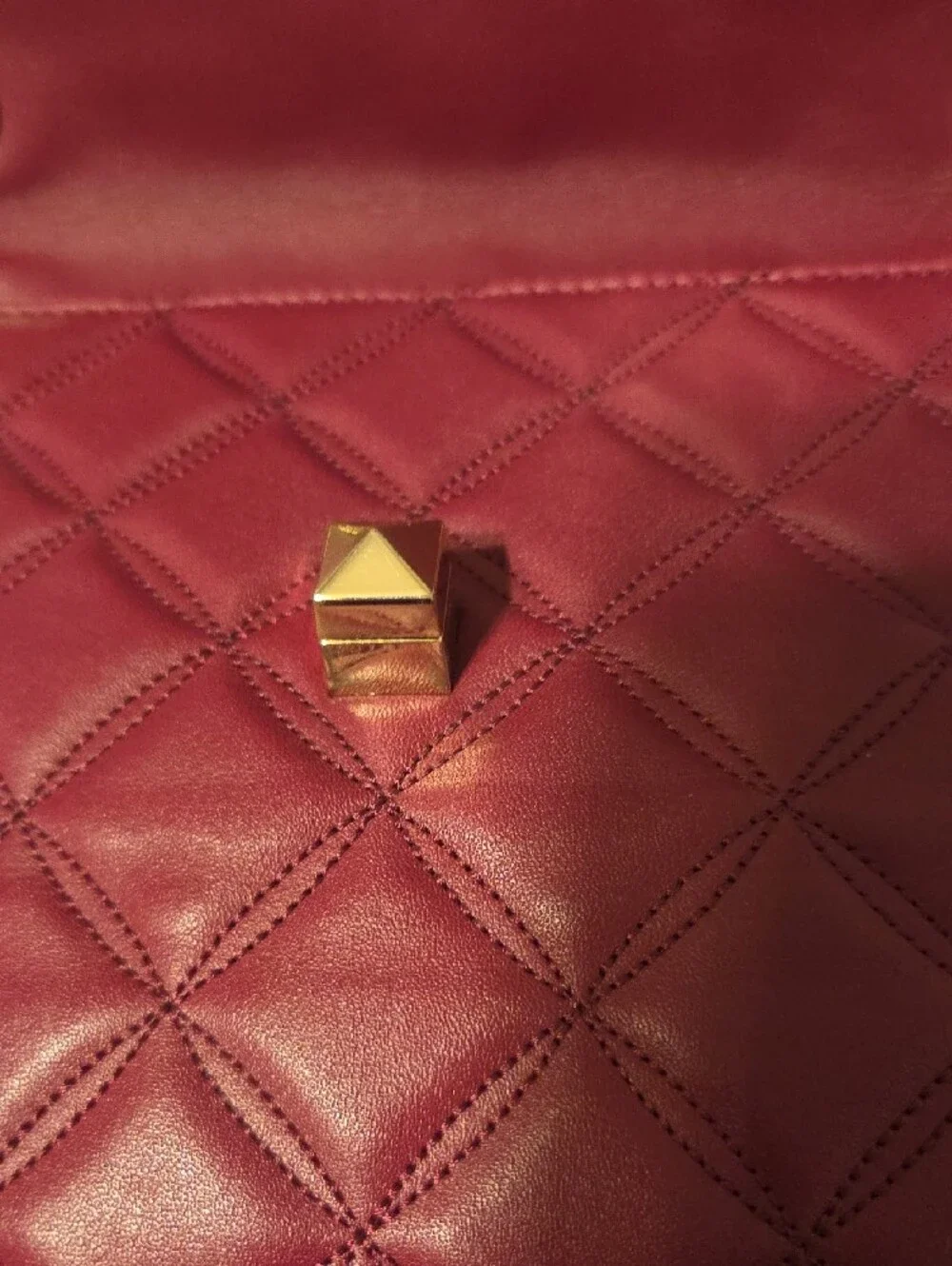 kate spade Quilted Burgundy Shoulder Bag with Gold-Tone Hardware